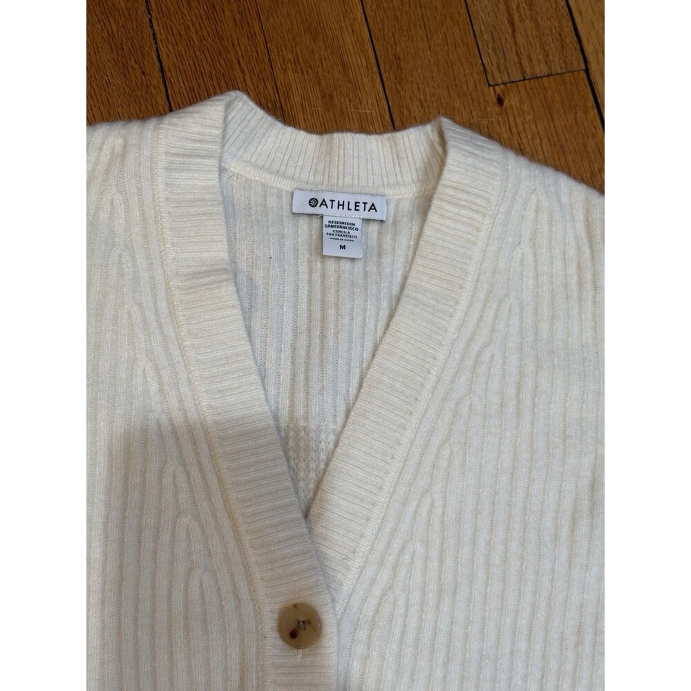 Athleta Womens Layover Cardigan Size M Wool Blend Cream V Neck Cream NEW W TAG - Picture 14 of 16